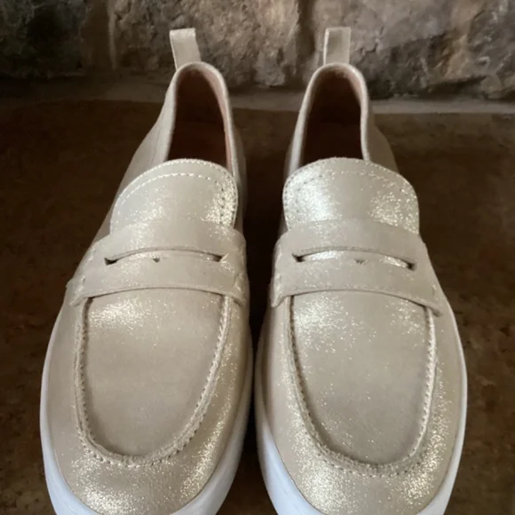 Vionic Uptown Penny Loafer Gold Shimmer Metallic Suede Women's Shoes 9 - Picture 5 of 6